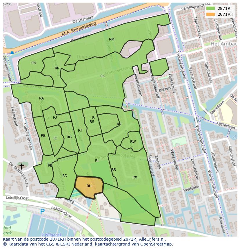 Afbeelding van het postcodegebied 2871 RH op de kaart.