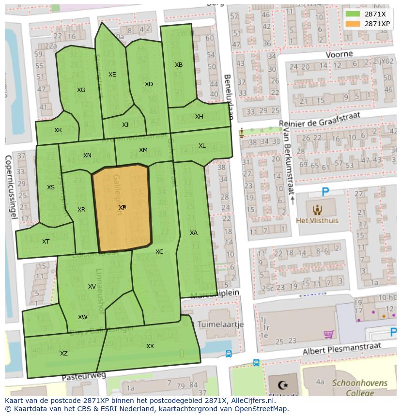 Afbeelding van het postcodegebied 2871 XP op de kaart.