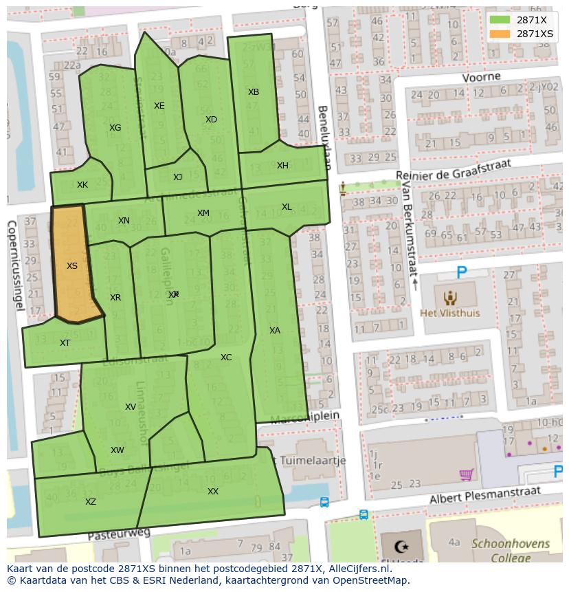 Afbeelding van het postcodegebied 2871 XS op de kaart.