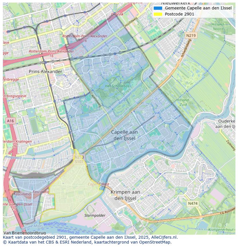 Afbeelding van het postcodegebied 2901 op de kaart.