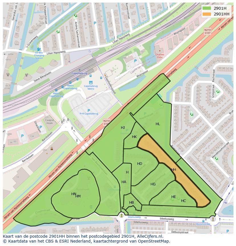 Afbeelding van het postcodegebied 2901 HH op de kaart.