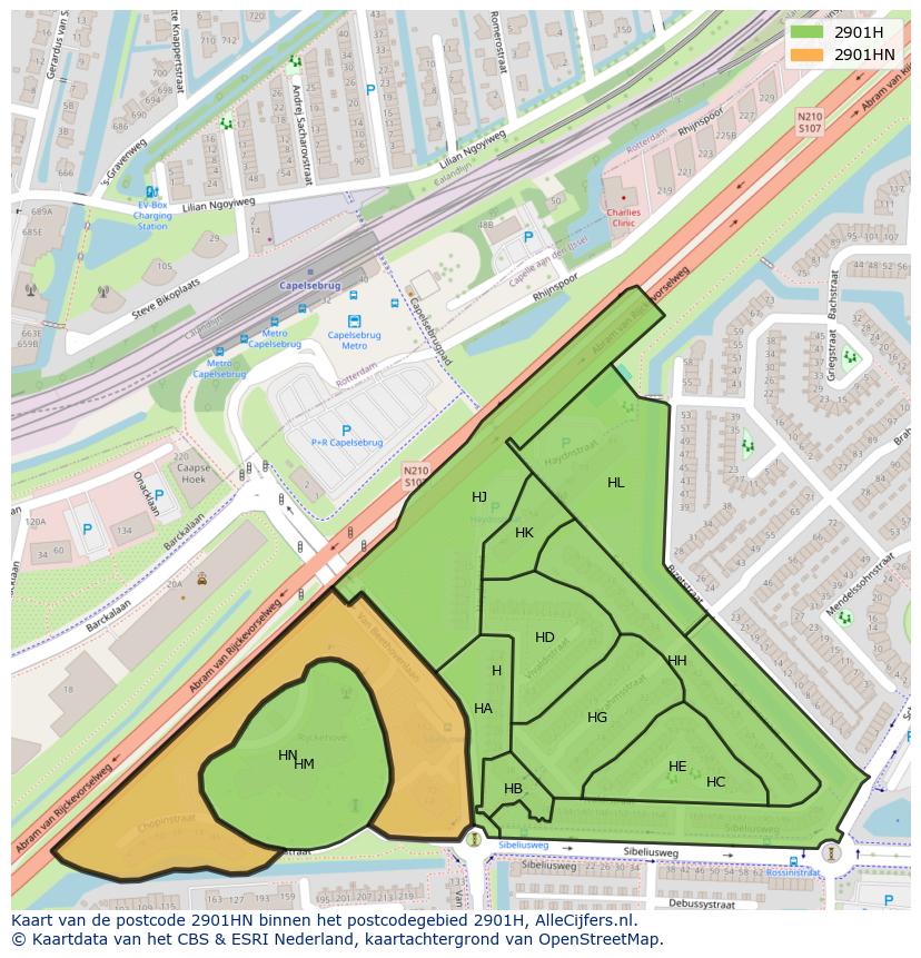 Afbeelding van het postcodegebied 2901 HN op de kaart.
