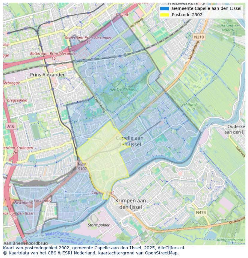 Afbeelding van het postcodegebied 2902 op de kaart.