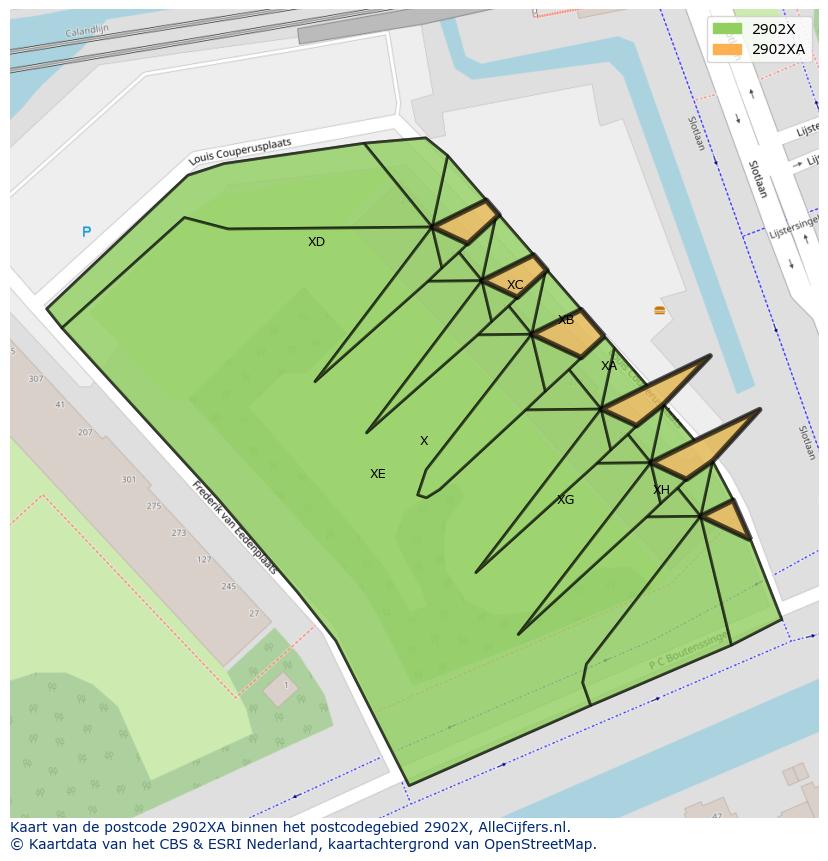 Afbeelding van het postcodegebied 2902 XA op de kaart.