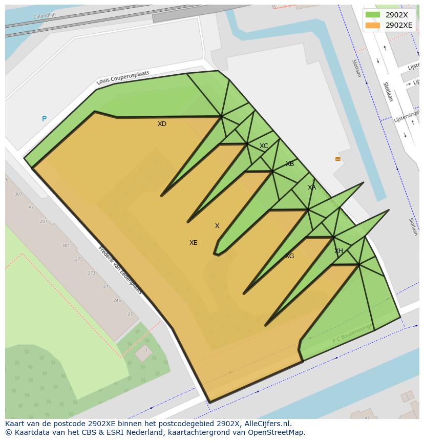 Afbeelding van het postcodegebied 2902 XE op de kaart.