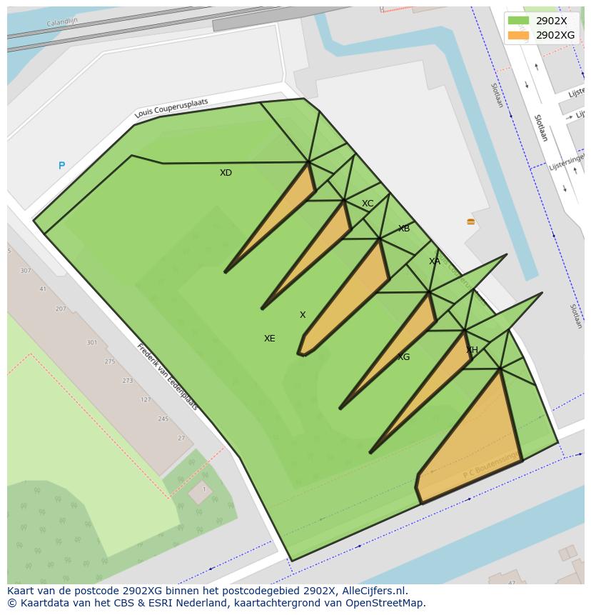 Afbeelding van het postcodegebied 2902 XG op de kaart.