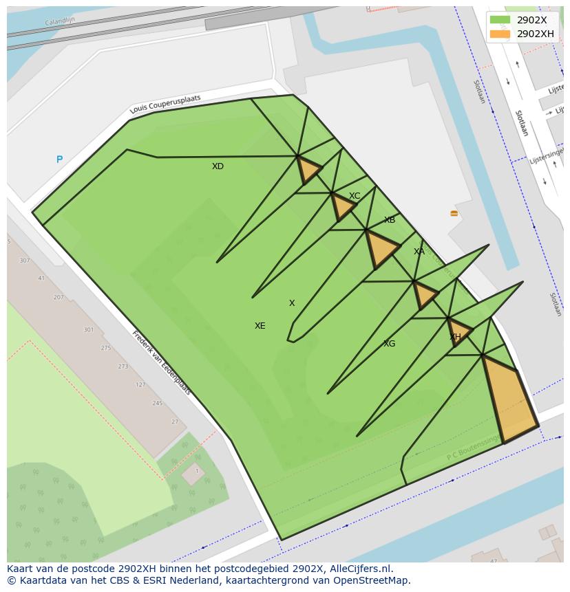 Afbeelding van het postcodegebied 2902 XH op de kaart.