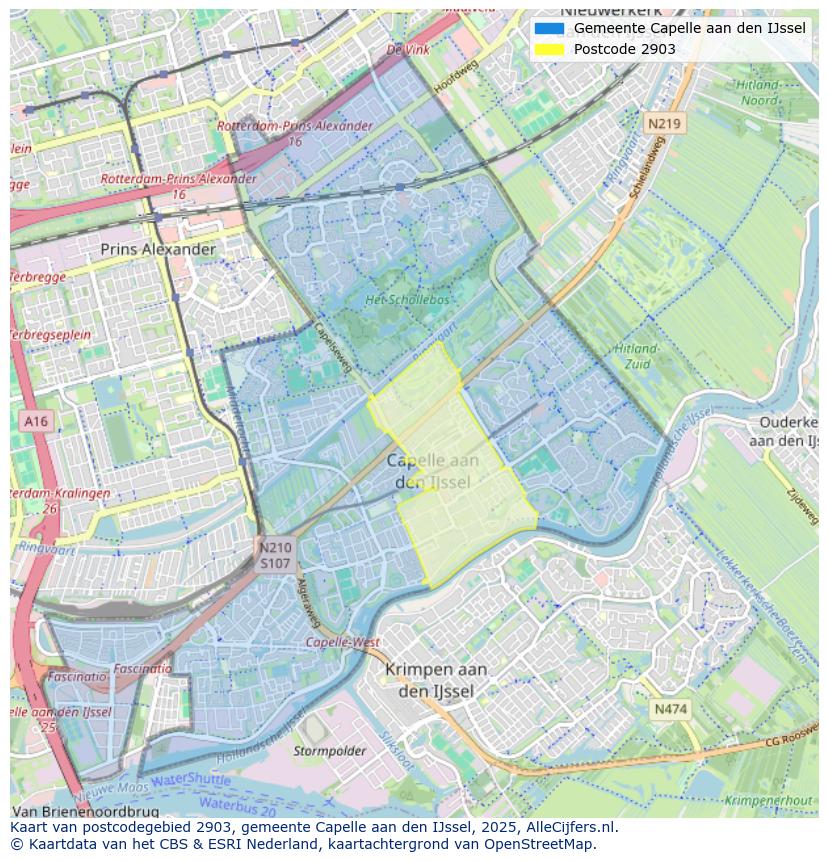 Afbeelding van het postcodegebied 2903 op de kaart.