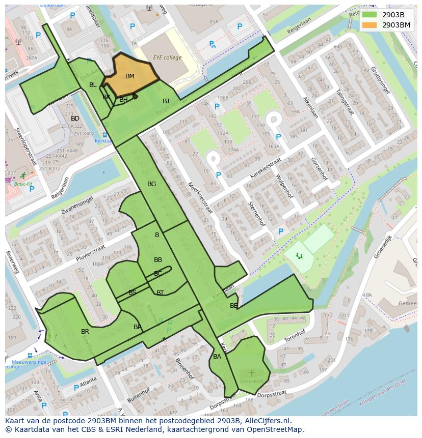 Afbeelding van het postcodegebied 2903 BM op de kaart.