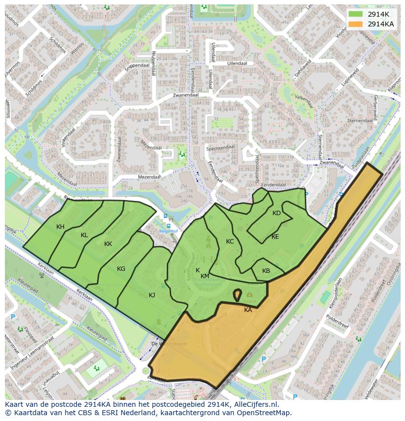 Afbeelding van het postcodegebied 2914 KA op de kaart.