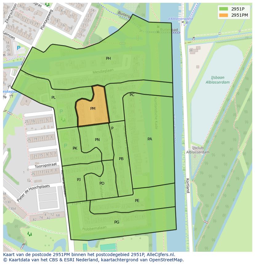 Afbeelding van het postcodegebied 2951 PM op de kaart.