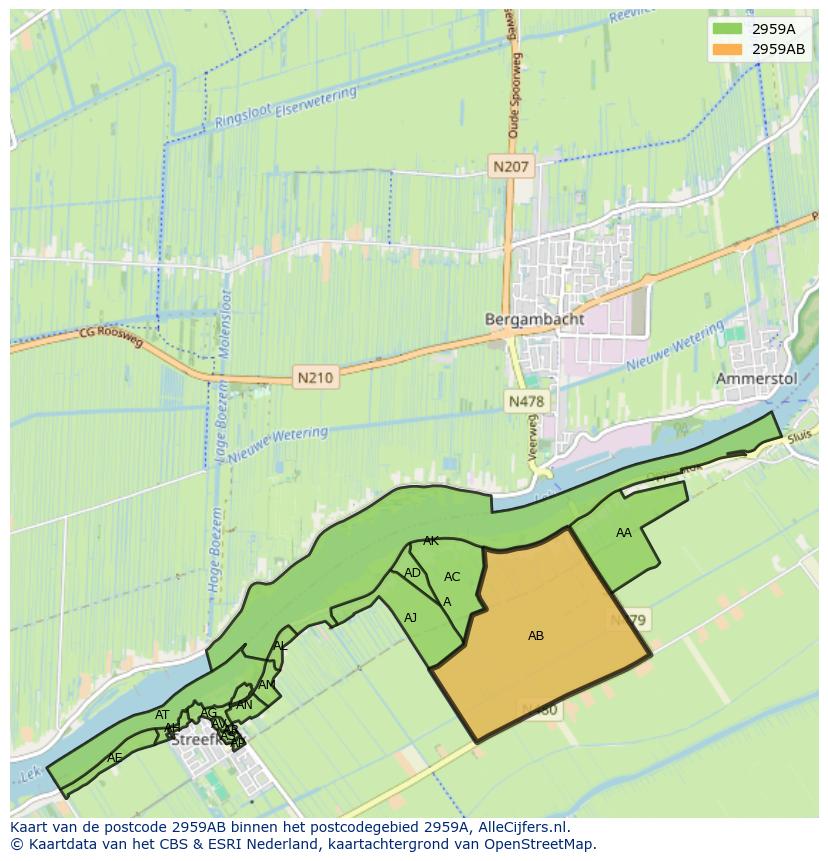 Afbeelding van het postcodegebied 2959 AB op de kaart.