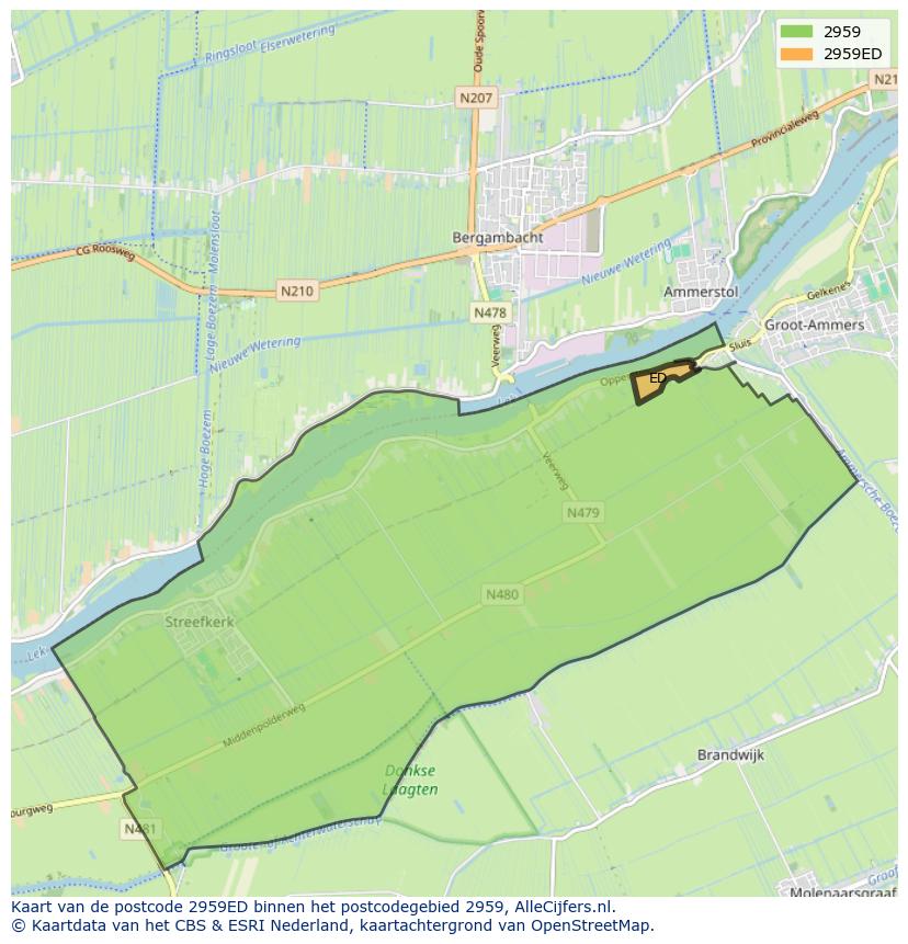 Afbeelding van het postcodegebied 2959 ED op de kaart.