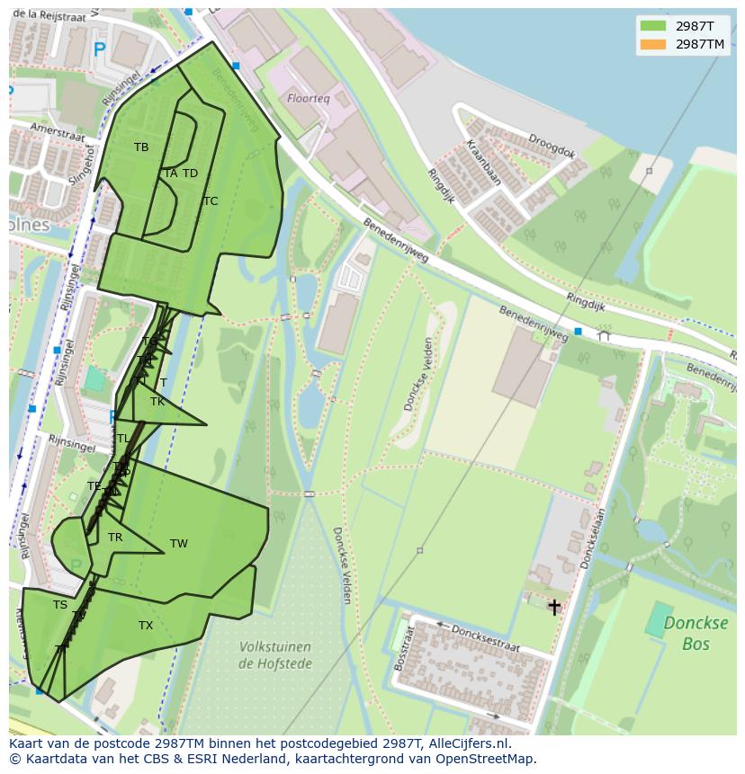Afbeelding van het postcodegebied 2987 TM op de kaart.