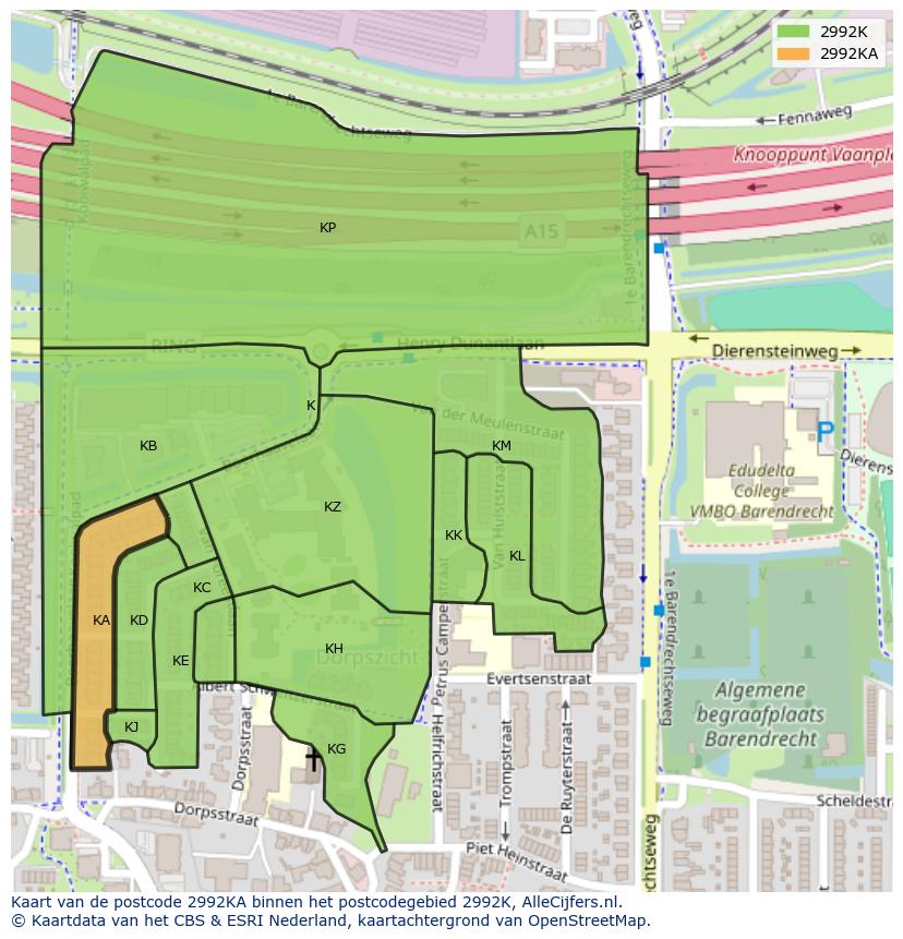 Afbeelding van het postcodegebied 2992 KA op de kaart.