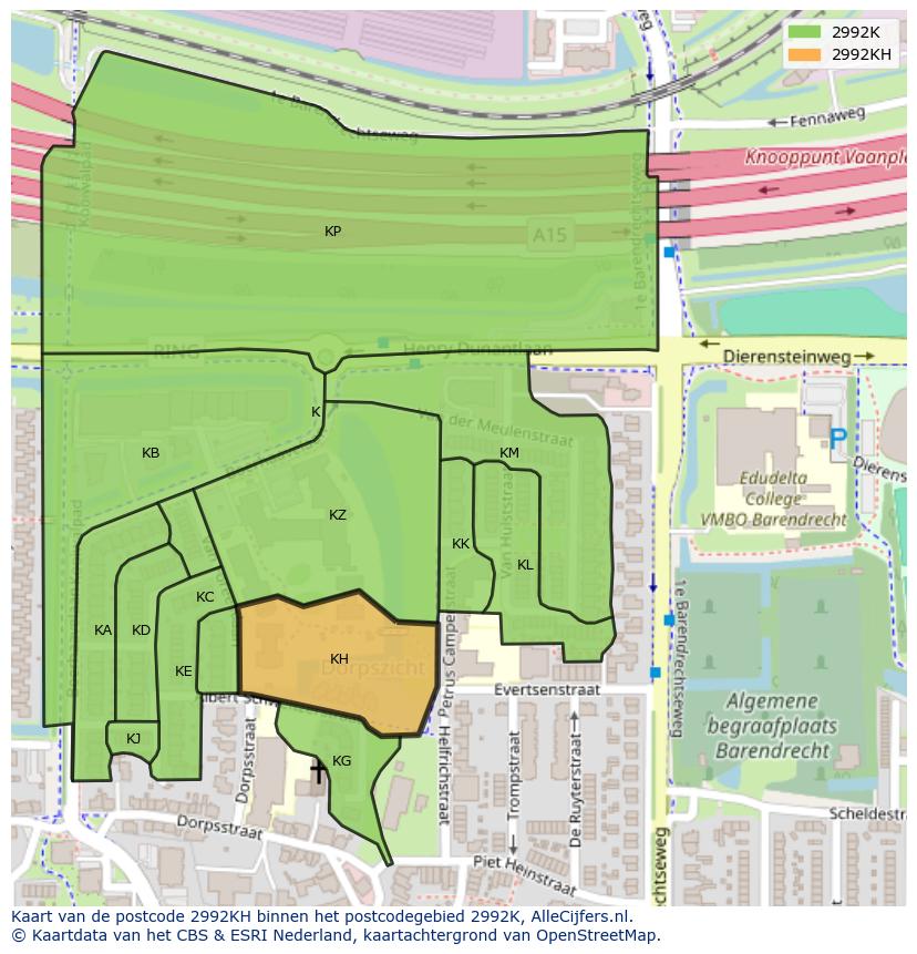 Afbeelding van het postcodegebied 2992 KH op de kaart.
