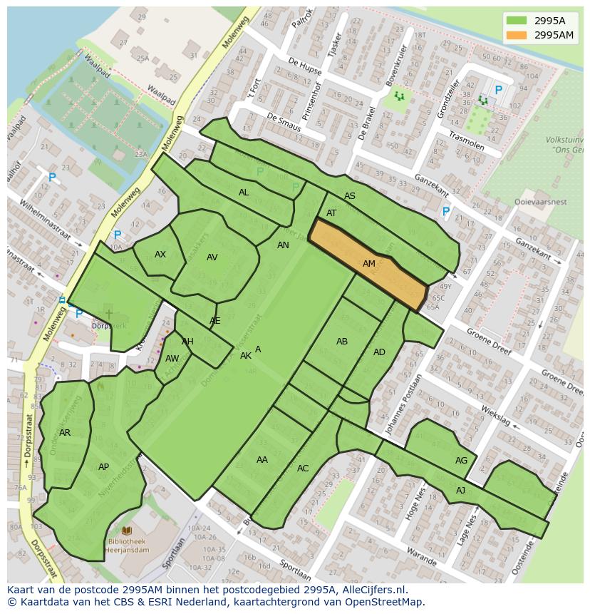 Afbeelding van het postcodegebied 2995 AM op de kaart.