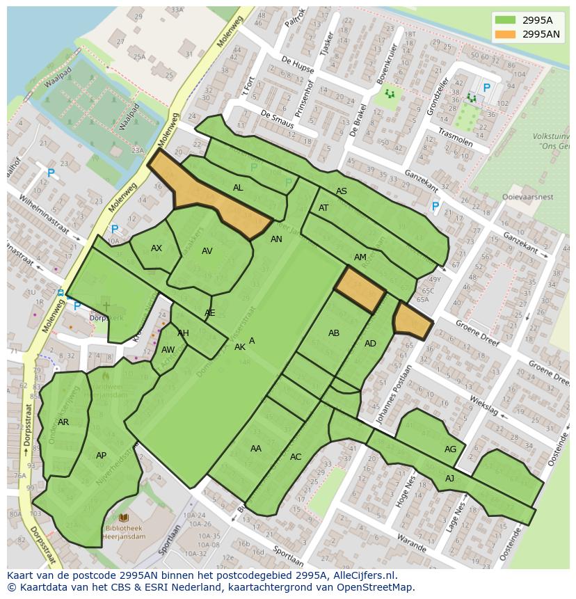 Afbeelding van het postcodegebied 2995 AN op de kaart.