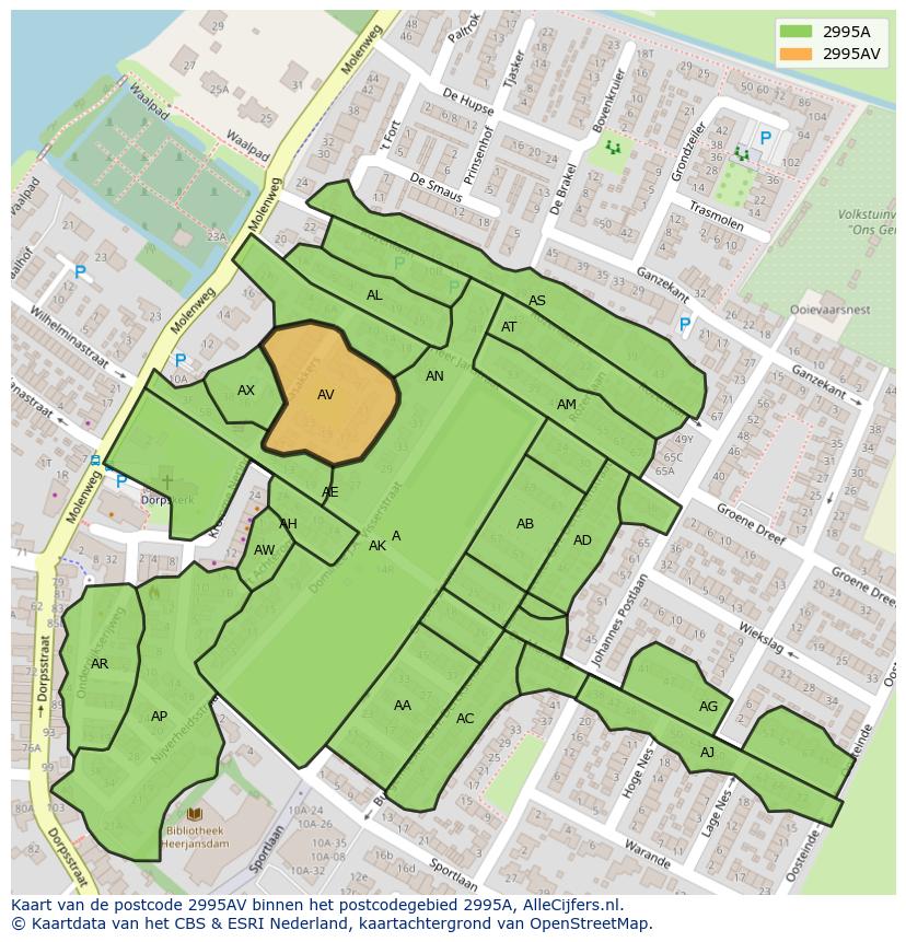 Afbeelding van het postcodegebied 2995 AV op de kaart.