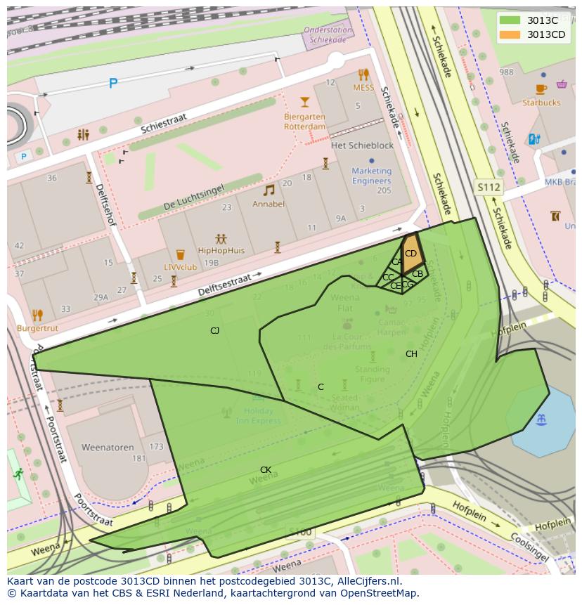 Afbeelding van het postcodegebied 3013 CD op de kaart.