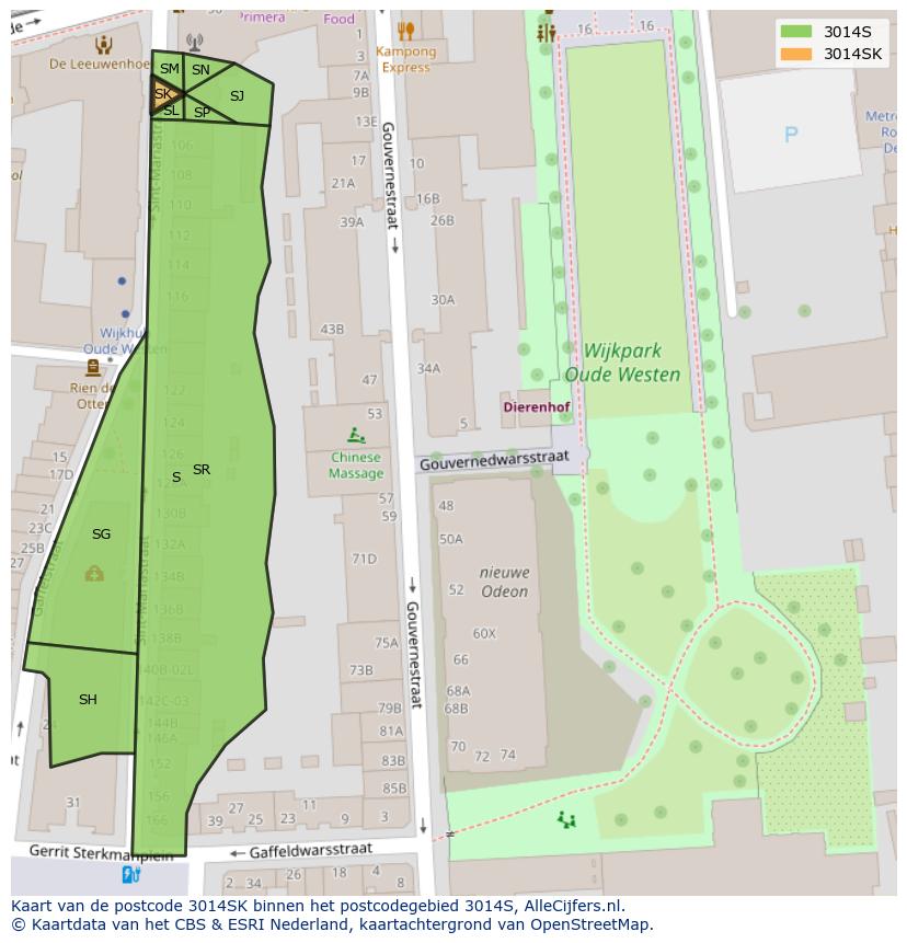 Afbeelding van het postcodegebied 3014 SK op de kaart.