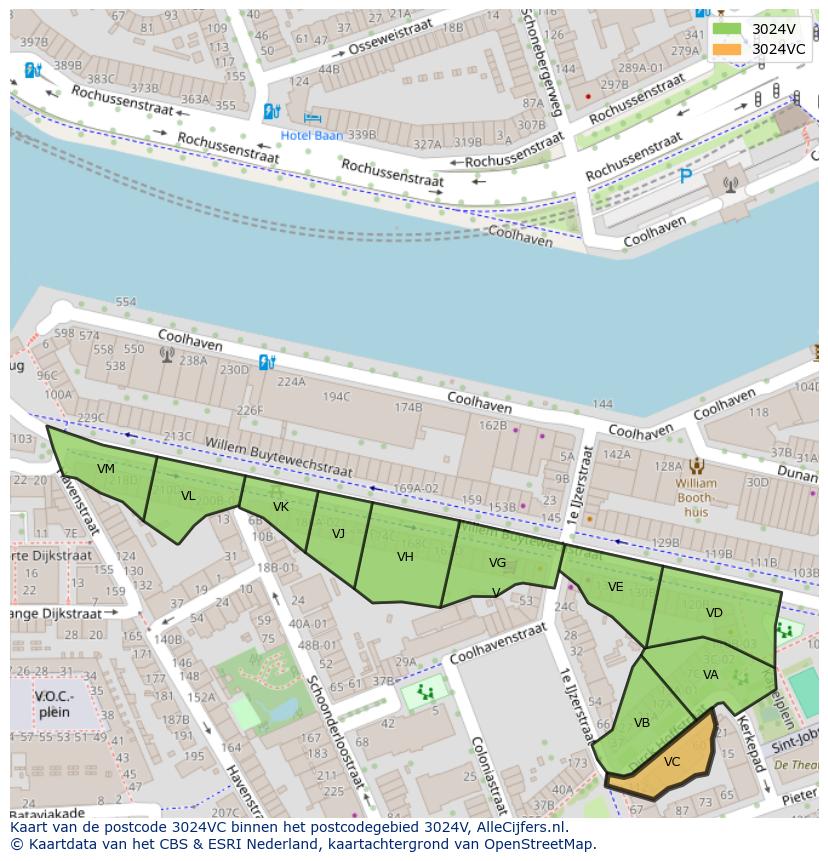 Afbeelding van het postcodegebied 3024 VC op de kaart.