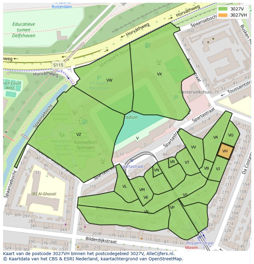 Afbeelding van het postcodegebied 3027 VH op de kaart.
