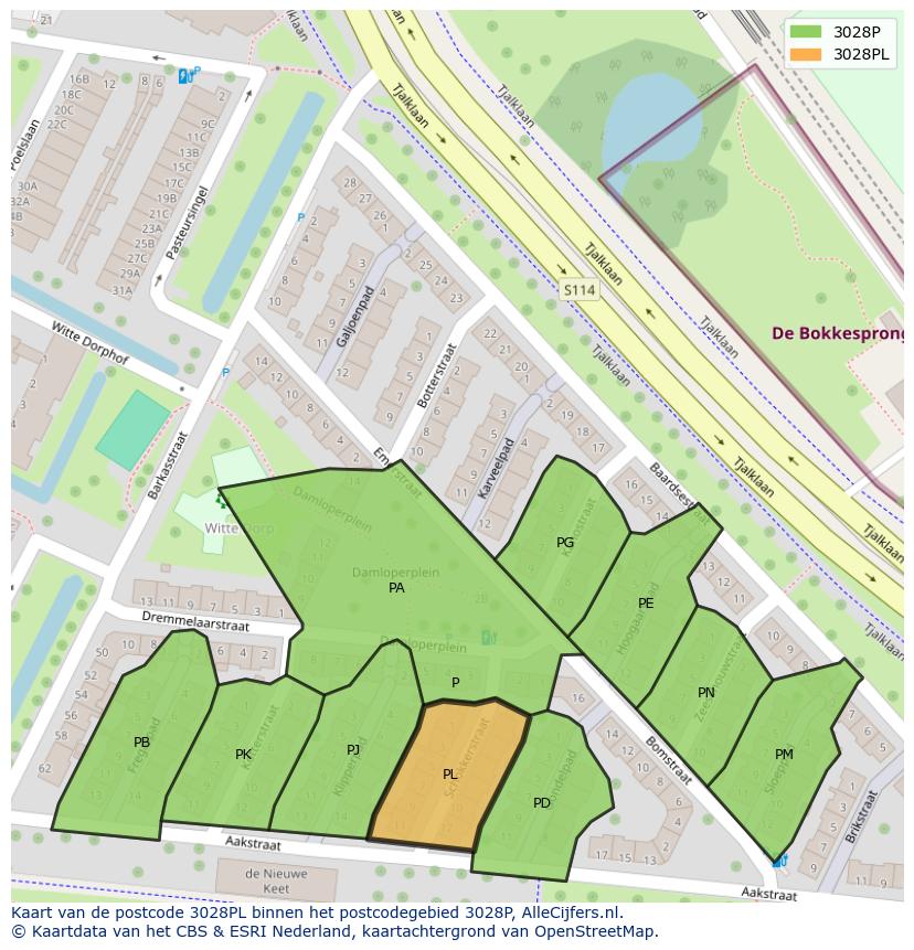Afbeelding van het postcodegebied 3028 PL op de kaart.