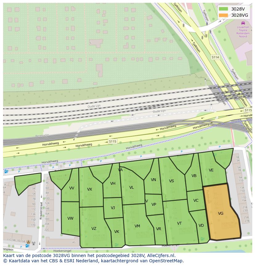 Afbeelding van het postcodegebied 3028 VG op de kaart.