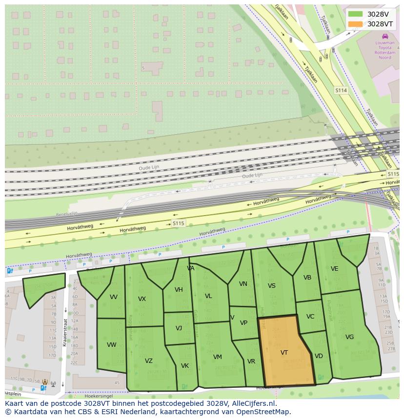 Afbeelding van het postcodegebied 3028 VT op de kaart.