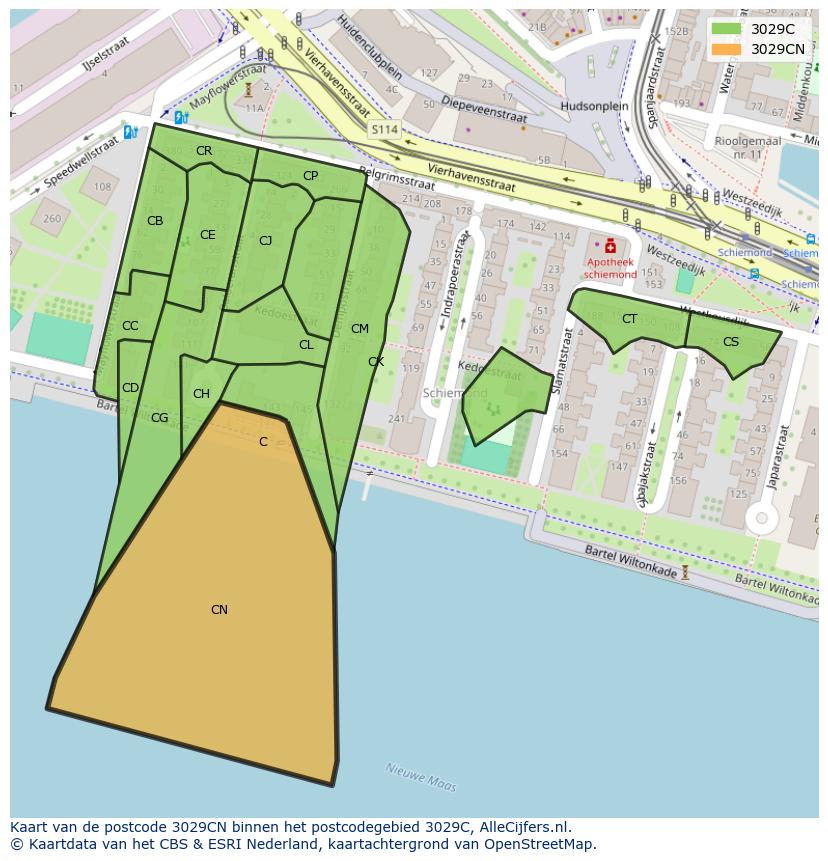 Afbeelding van het postcodegebied 3029 CN op de kaart.