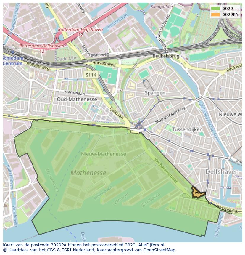 Afbeelding van het postcodegebied 3029 PA op de kaart.