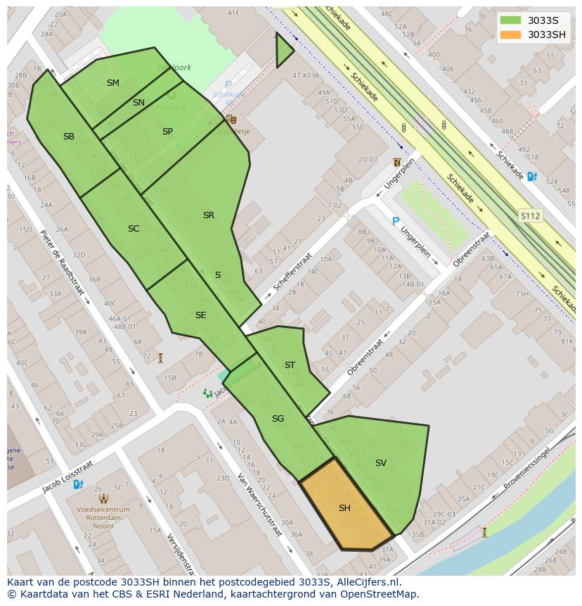Afbeelding van het postcodegebied 3033 SH op de kaart.