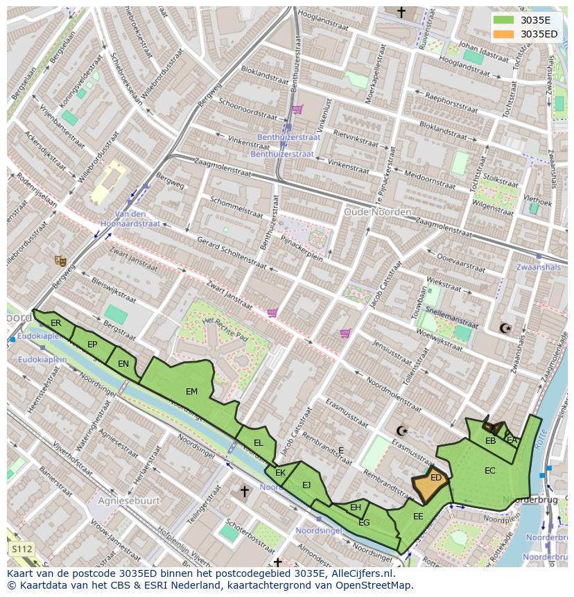 Afbeelding van het postcodegebied 3035 ED op de kaart.