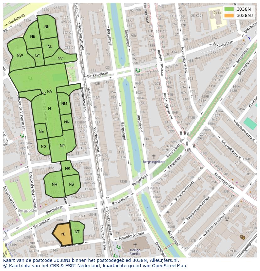 Afbeelding van het postcodegebied 3038 NJ op de kaart.