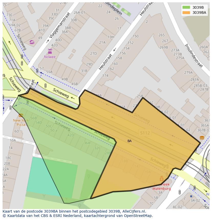 Afbeelding van het postcodegebied 3039 BA op de kaart.