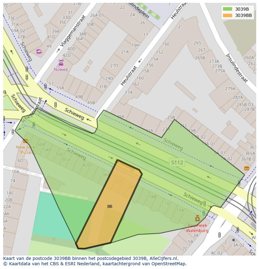 Afbeelding van het postcodegebied 3039 BB op de kaart.