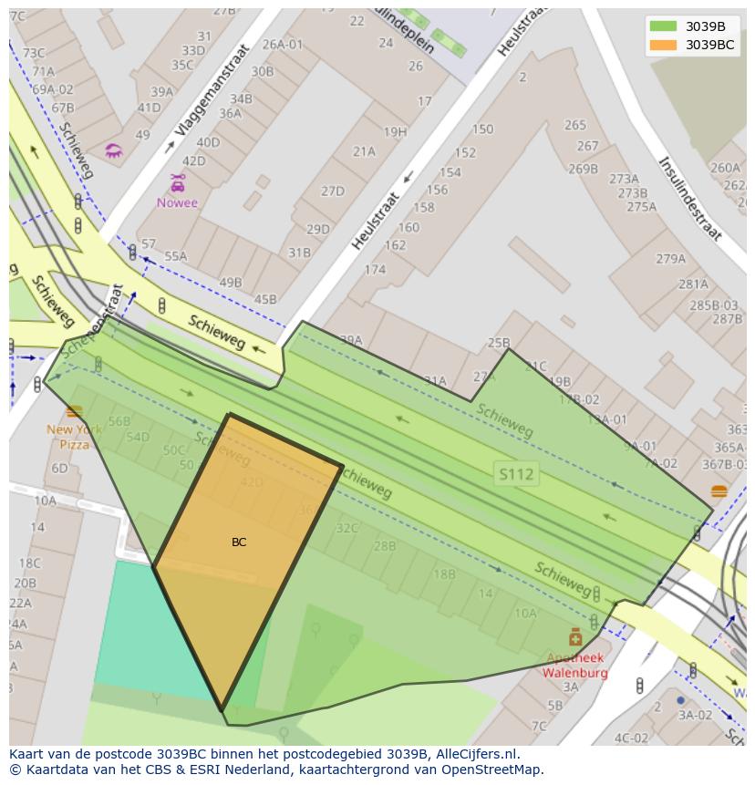 Afbeelding van het postcodegebied 3039 BC op de kaart.