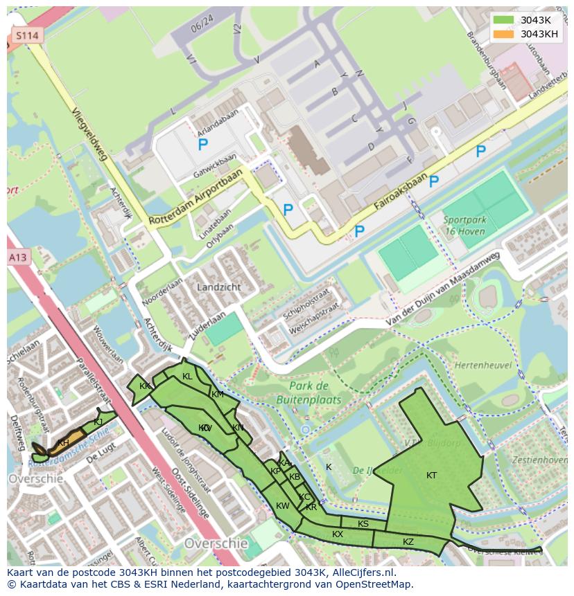 Afbeelding van het postcodegebied 3043 KH op de kaart.