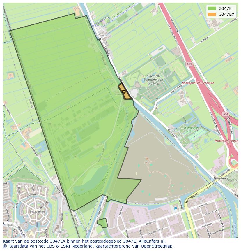 Afbeelding van het postcodegebied 3047 EX op de kaart.