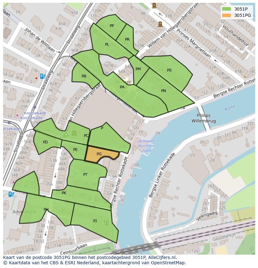 Afbeelding van het postcodegebied 3051 PG op de kaart.
