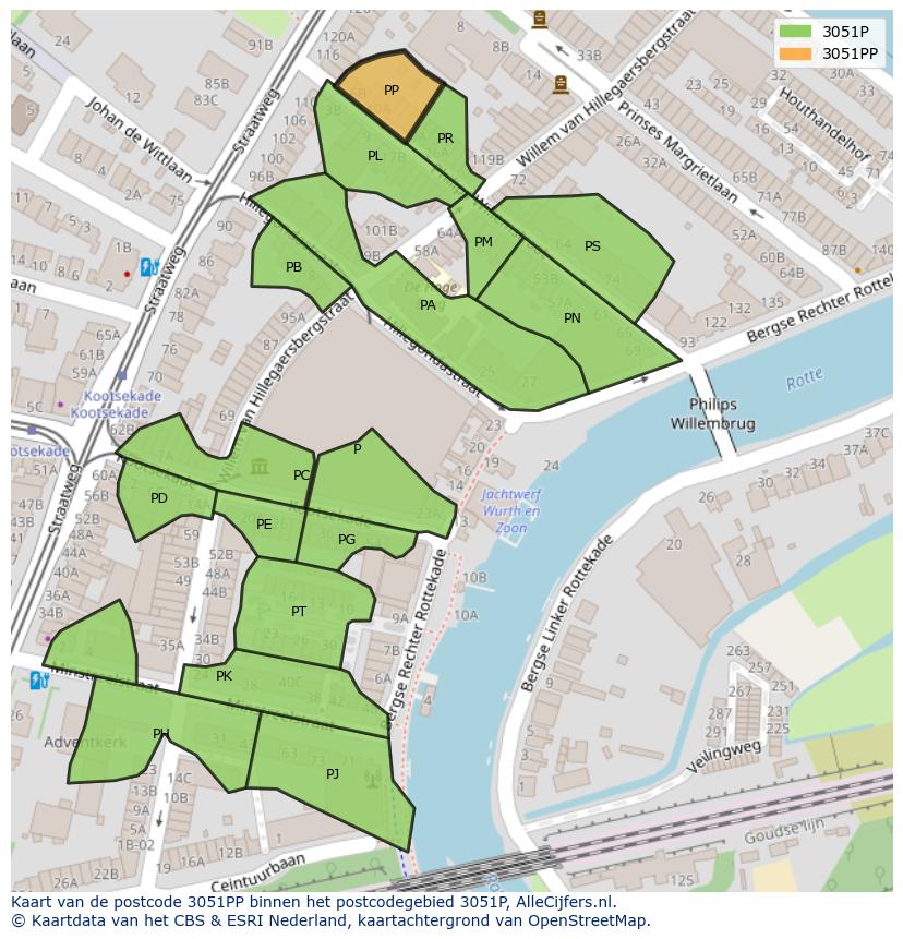 Afbeelding van het postcodegebied 3051 PP op de kaart.