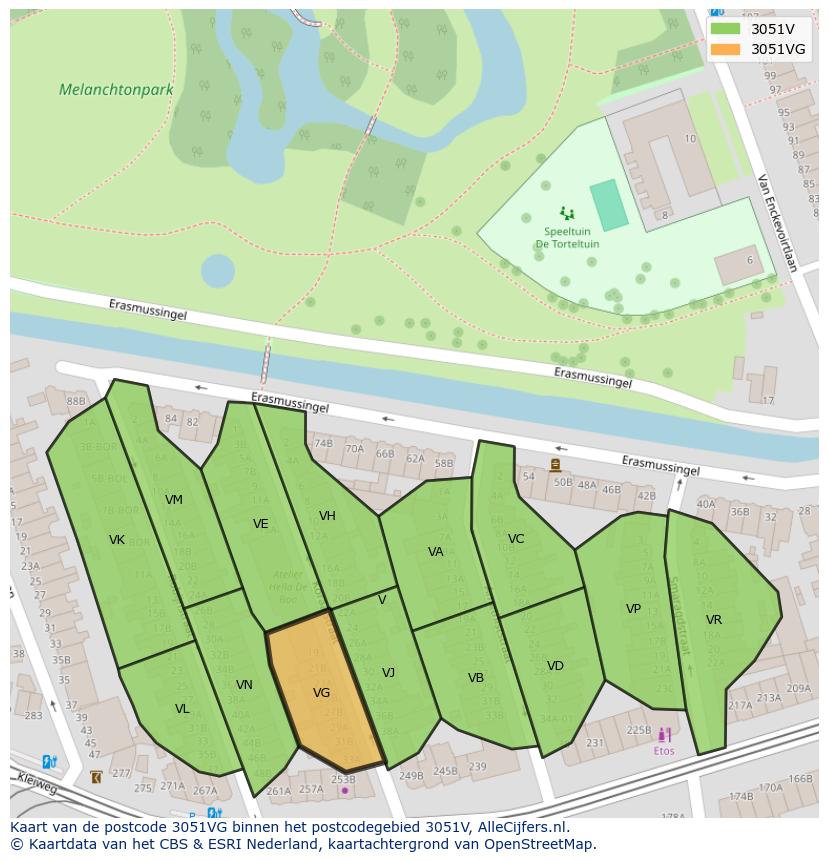 Afbeelding van het postcodegebied 3051 VG op de kaart.