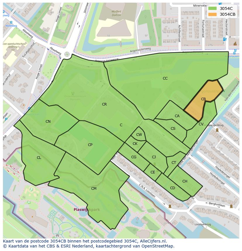 Afbeelding van het postcodegebied 3054 CB op de kaart.