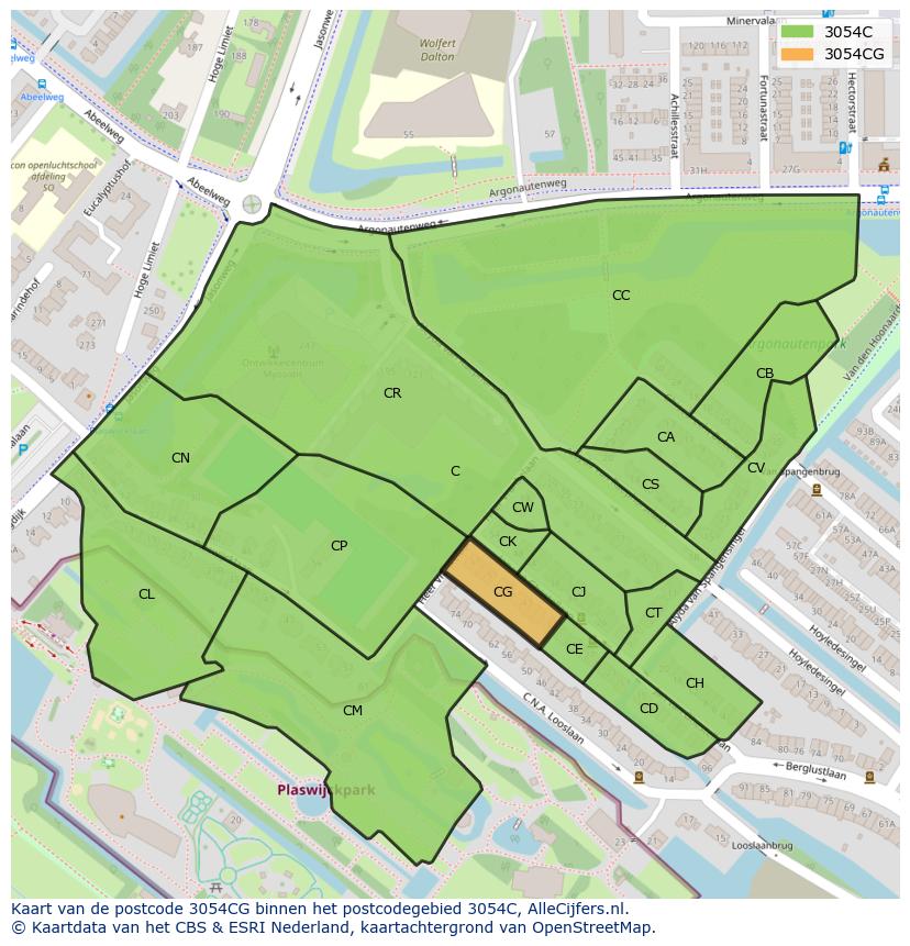 Afbeelding van het postcodegebied 3054 CG op de kaart.