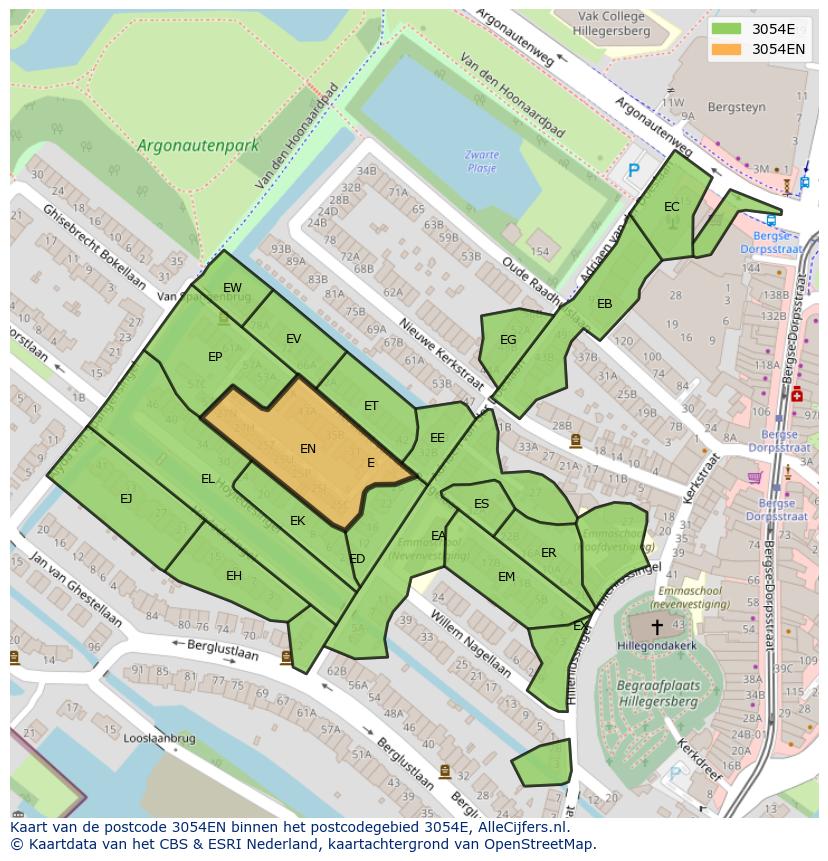 Afbeelding van het postcodegebied 3054 EN op de kaart.