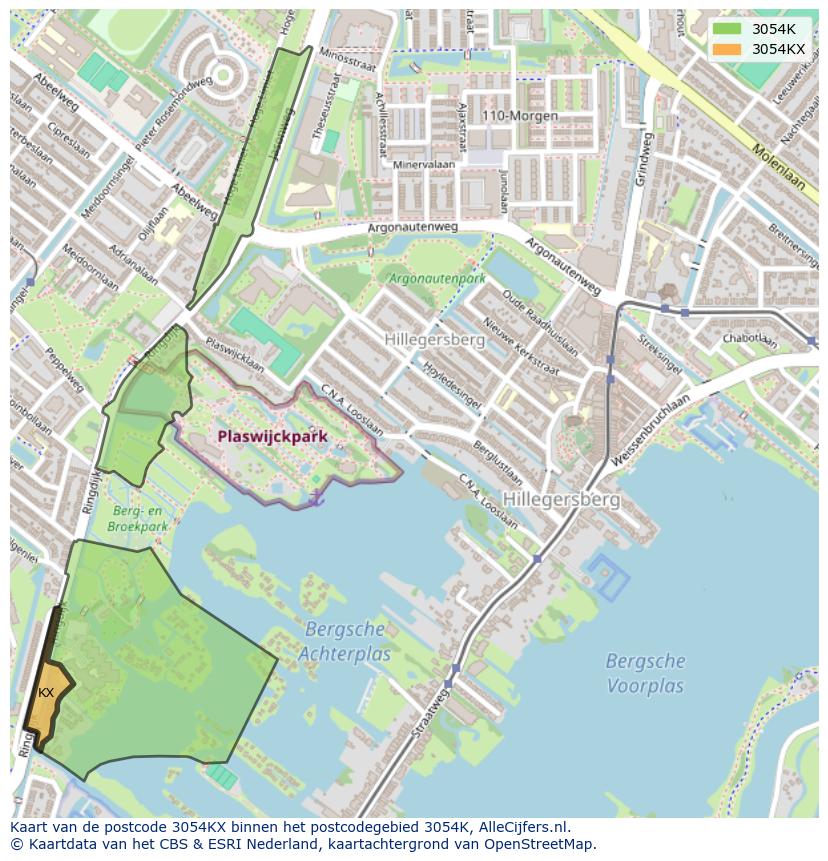 Afbeelding van het postcodegebied 3054 KX op de kaart.