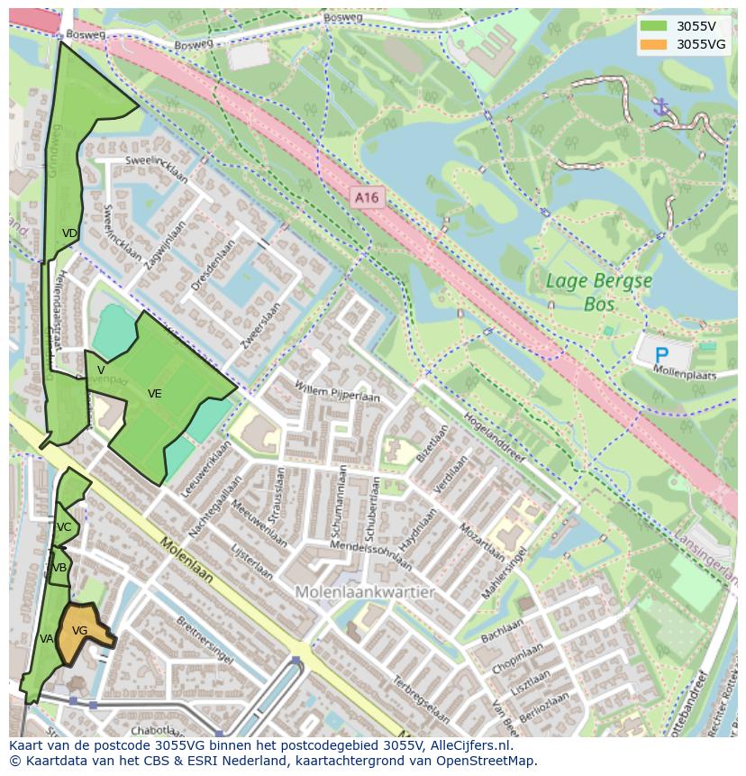 Afbeelding van het postcodegebied 3055 VG op de kaart.