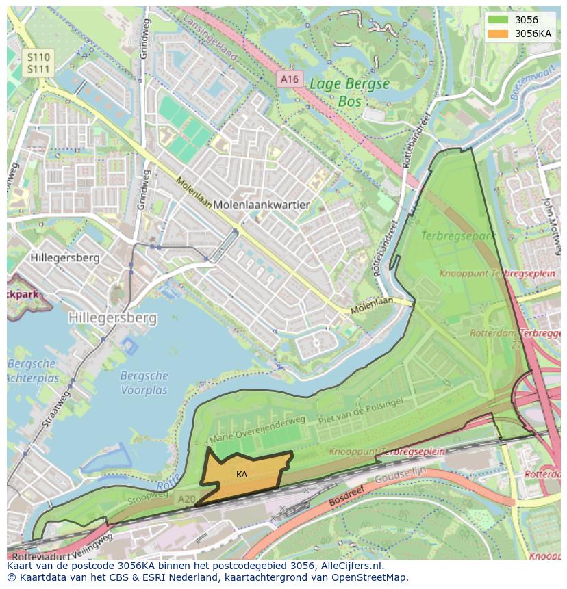 Afbeelding van het postcodegebied 3056 KA op de kaart.