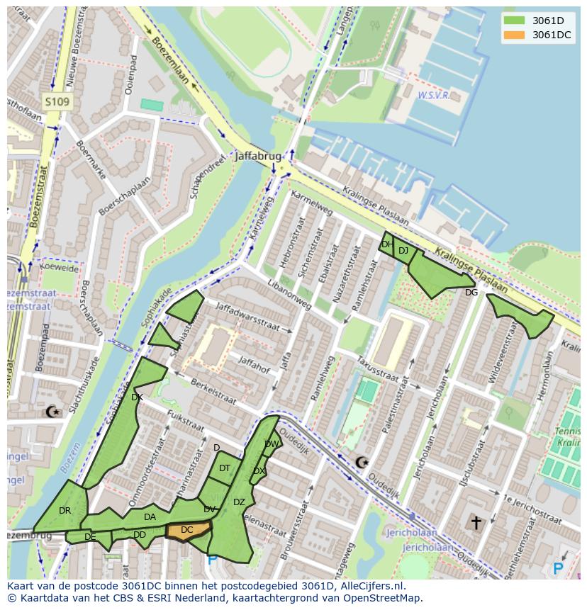 Afbeelding van het postcodegebied 3061 DC op de kaart.